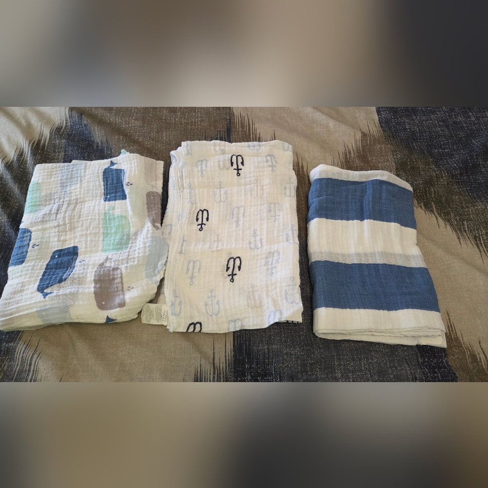 Set of 3 Muslin Baby Blankets